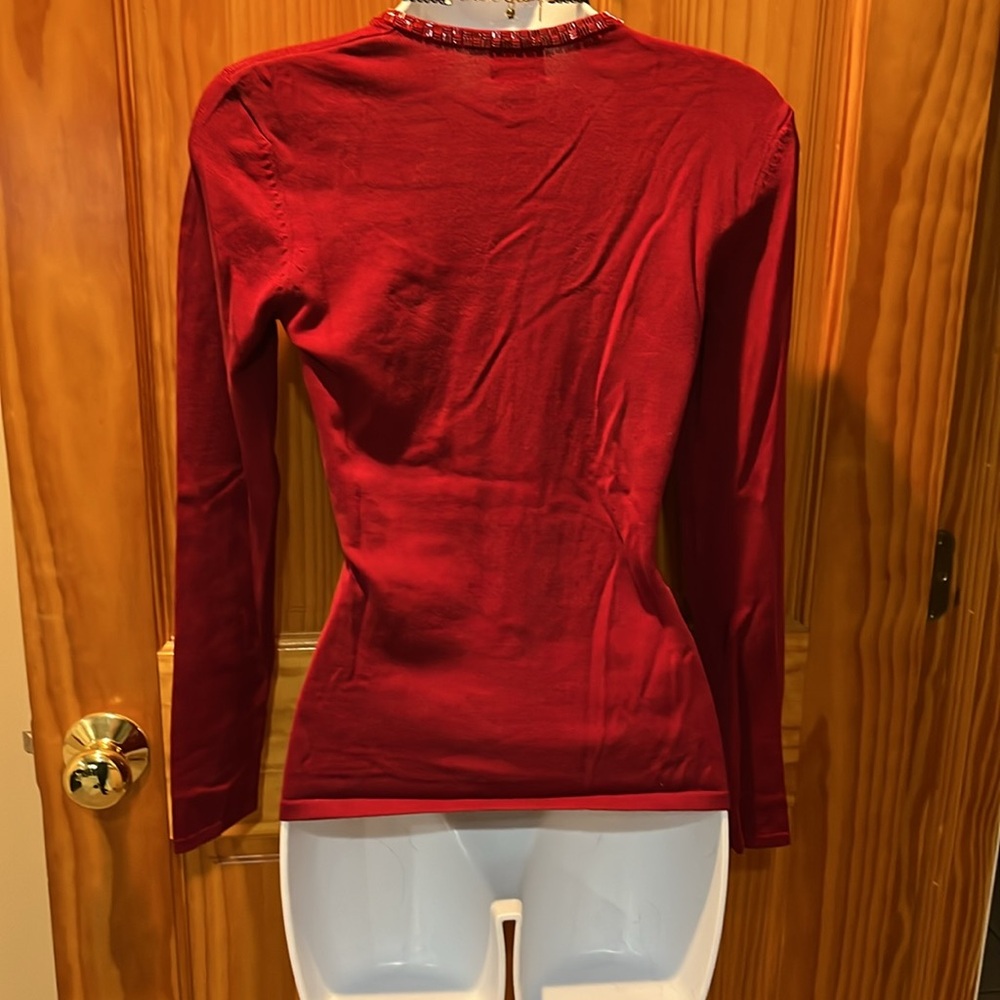 INC International Concepts Sweater with Beaded Neckline - Picture 4 of 11